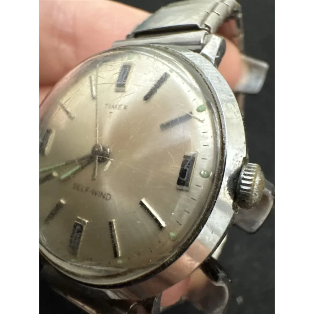 vintage Timex Viscount Self-Wind (Automatic) Mens Watch 4017 3169 Working Silver